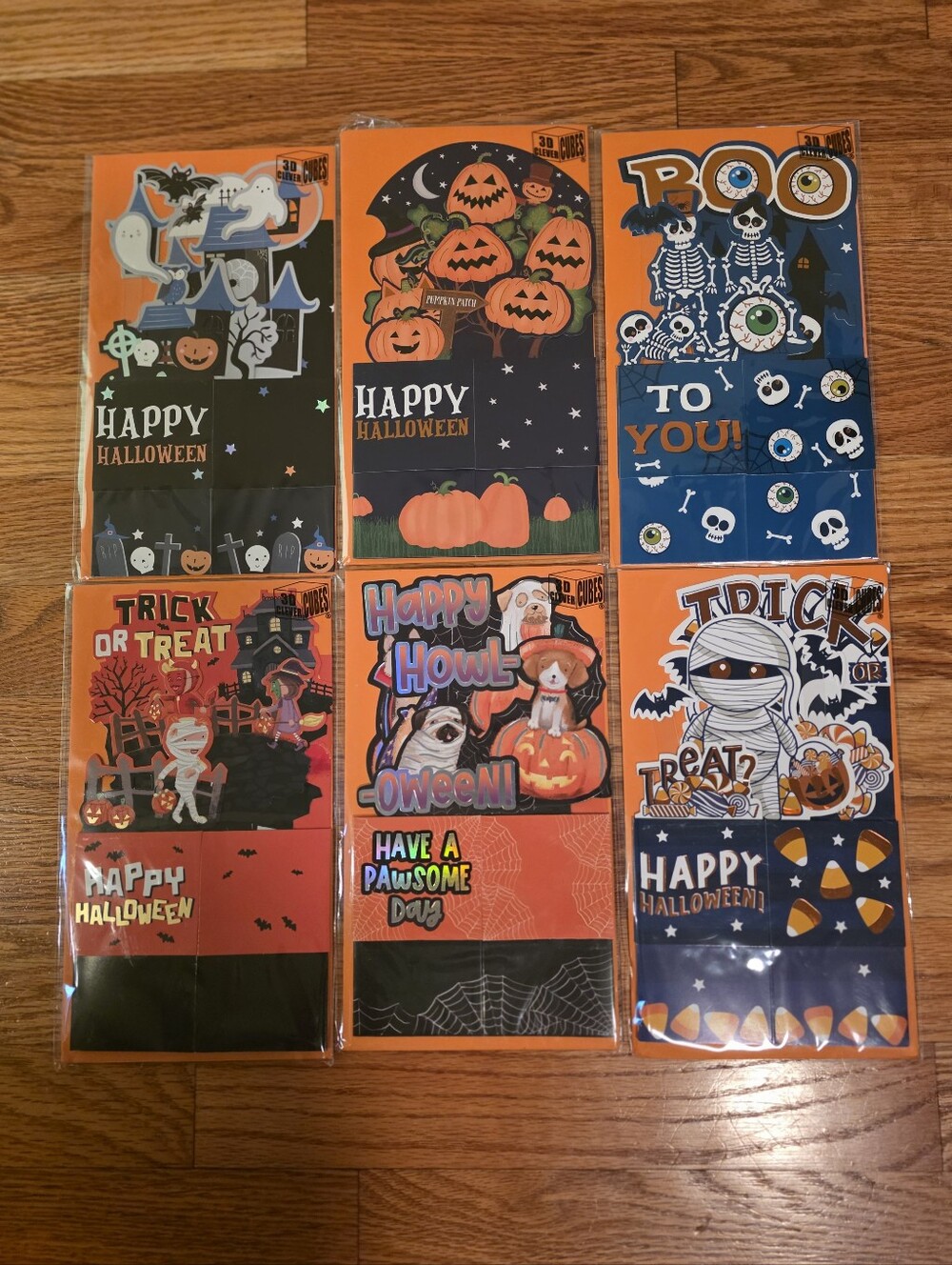 6 Halloween Pop Up Greeting Cards With Envelopes NEW